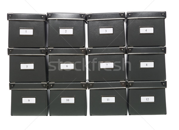 Almacenamiento cajas tienda estudio números fondo blanco Foto stock © gemenacom
