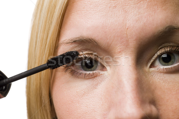 Vrouw mascara gezicht verf vrouwelijke witte Stockfoto © gemenacom