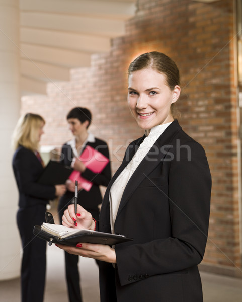 Donna calendario sorriso donne lettera lavoro Foto d'archivio © gemenacom