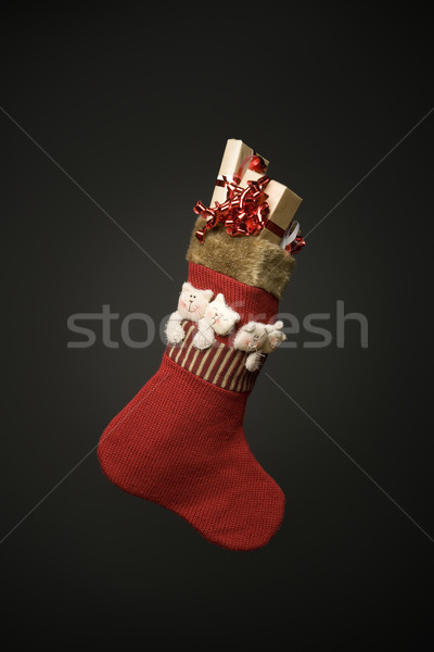 Socke voll Weihnachten vorliegenden Kind schwarz Stock foto © gemenacom