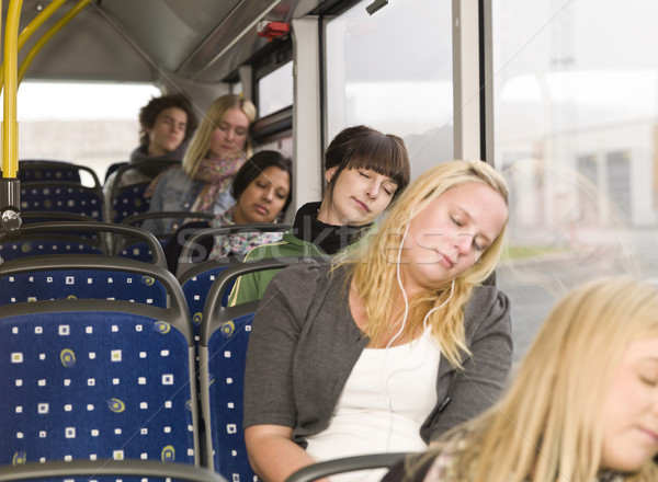 [[stock_photo]]: Dormir · bus · groupuscule · personnes · fenêtre · président