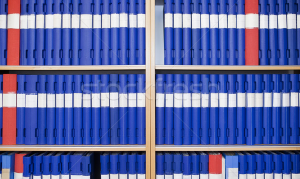Verscheidene boekenkast werk Blauw Rood gegevens Stockfoto © gemenacom