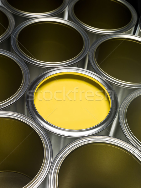 Citromsárga festékes flakon festék full frame egy fém Stock fotó © gemenacom