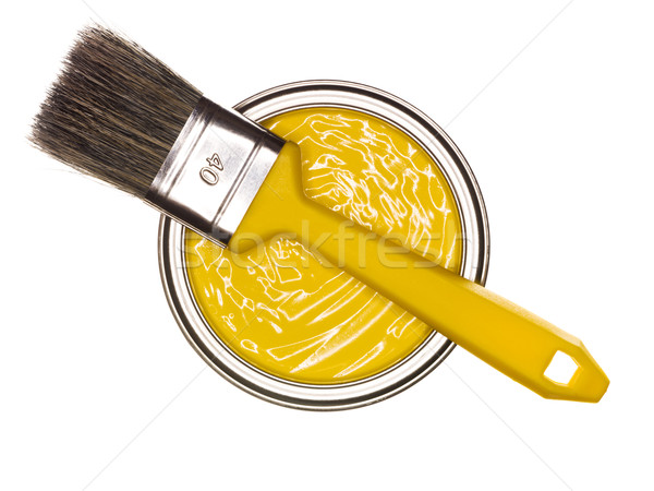  Yellow Paint can with brush Stock photo © gemenacom