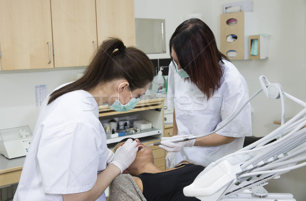 Weiblichen Zahnarzt Patienten Situation Frauen Makro Stock foto © gemenacom