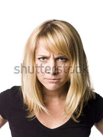 ストックフォト: 肖像 · 怒っ · 女性 · 青 · 白