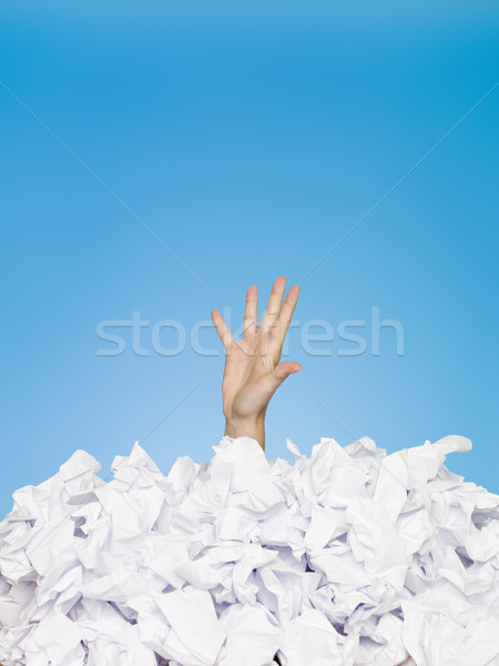 Emberi eltemetett papírok kék iroda pénzügy Stock fotó © gemenacom