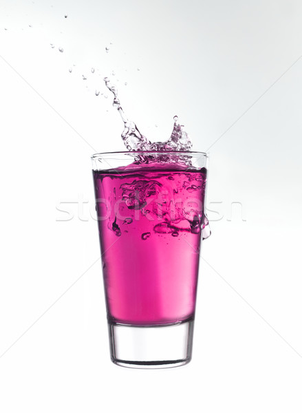 Foto d'archivio: Splash · vetro · rosa · limonata · isolato · bianco