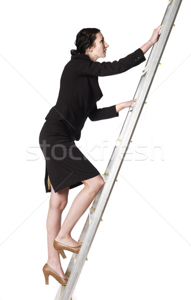 Woman climbing up the ladder Stock photo © gemenacom