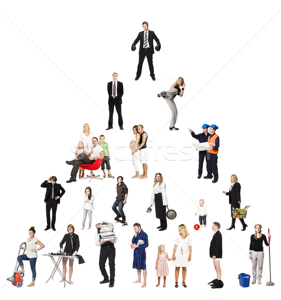 Zdjęcia stock: Piramidy · prawdziwi · ludzie · odizolowany · biały · działalności · pracy