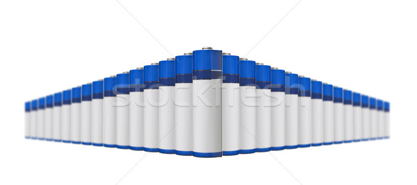 Rząd baterii odizolowany biały oddać samodzielnie na białym tle Zdjęcia stock © gemenacom