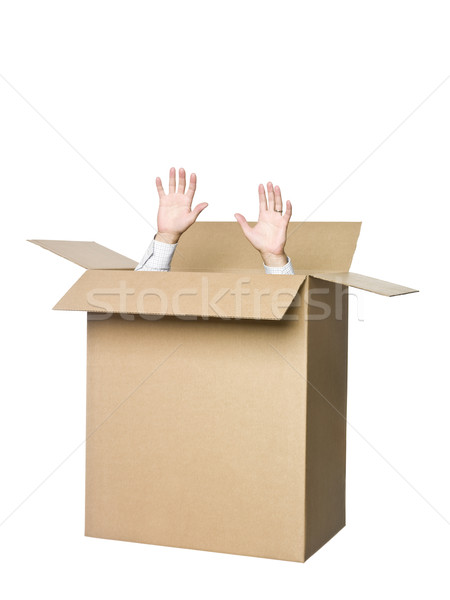 Man in a cardboard box. Stock photo © gemenacom