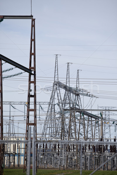 Power station with pylons and power lines. Stock photo © gemenacom