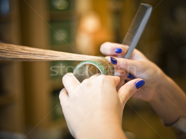 Haarpflege Situation Friseursalon Lächeln Stuhl Stock foto © gemenacom