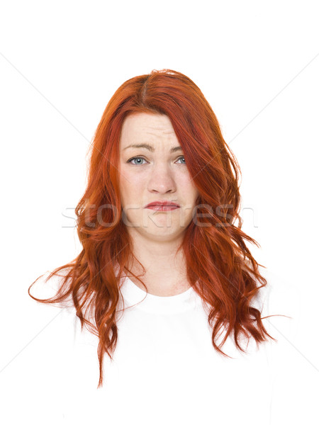 Stockfoto: Rood · vrouw · geïsoleerd · witte · schoonheid