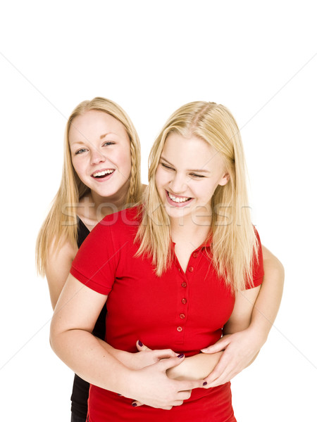 Kötődés lányok kettő izolált fehér szeretet Stock fotó © gemenacom