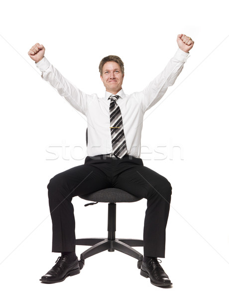 Felice uomo sedia da ufficio successo bianco cravatta Foto d'archivio © gemenacom