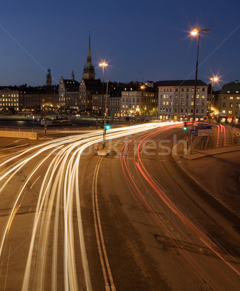 Városkép ki Stockholm Svédország üzlet fény Stock fotó © gemenacom