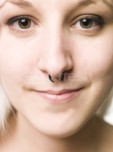 Faccia piercing ragazza bocca pelle Foto d'archivio © gemenacom