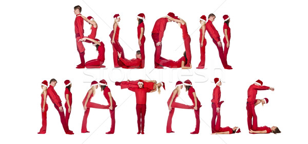 Elfs forming the phrase 'Buon Natale' Stock photo © gemenacom