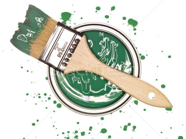  Green Paint can with brush Stock photo © gemenacom
