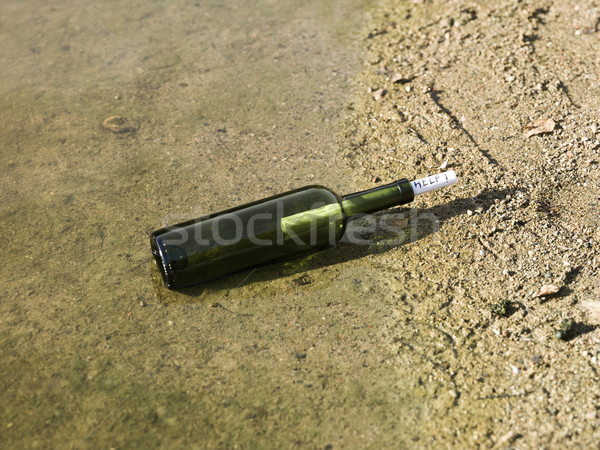 Stock photo: The word 'help' enclosed in a bottle