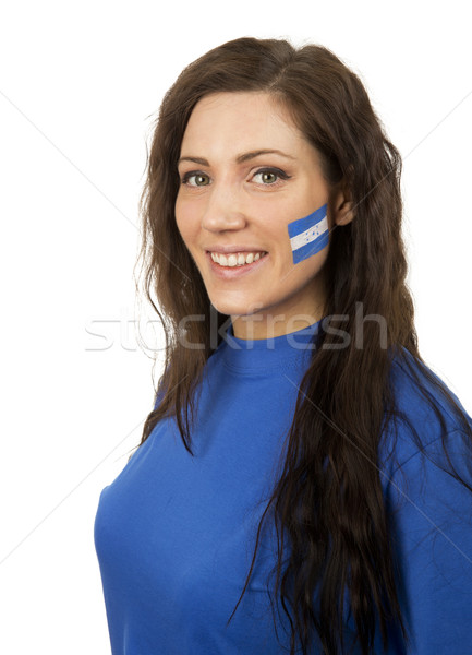 Kız genç kız bayrak boyalı yüz kadın Stok fotoğraf © gemenacom