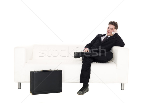 Zakenman vergadering sofa geïsoleerd witte business Stockfoto © gemenacom