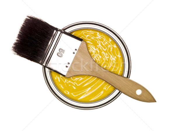  Yellow Paint can with brush Stock photo © gemenacom
