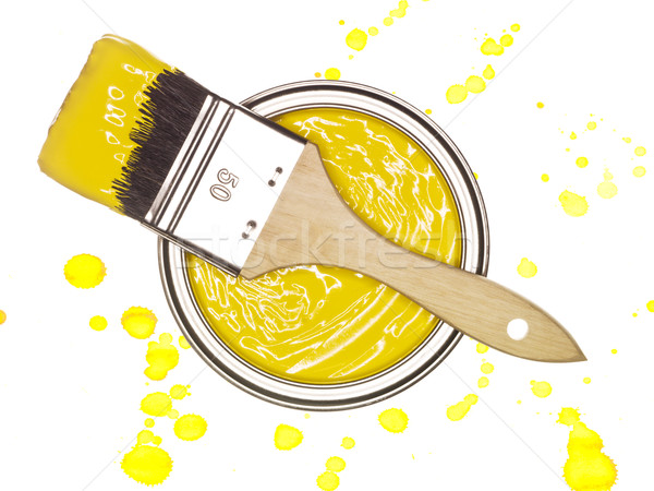  Yellow Paint can with brush Stock photo © gemenacom
