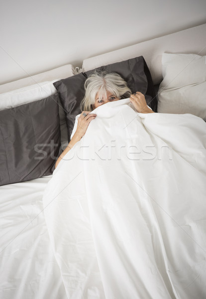 Frau allein Schlafzimmer Frauen weiblichen Stock foto © gemenacom