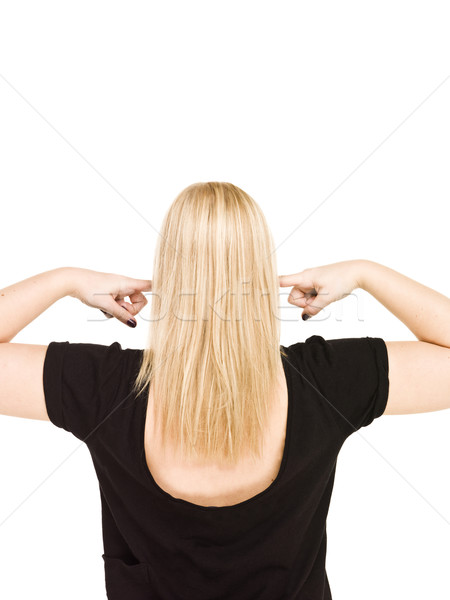 девушки молчание изолированный белый женщины стены Сток-фото © gemenacom