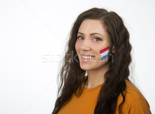 Nederlands meisje jong meisje vlag geschilderd gezicht Stockfoto © gemenacom