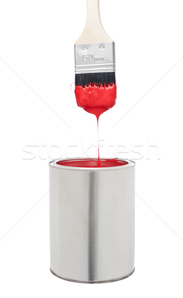 Rot Malerei Pinsel kann isoliert weiß Stock foto © gemenacom