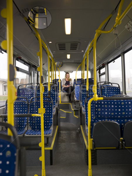 Magányos nő idő busz kommunikáció férfi Stock fotó © gemenacom