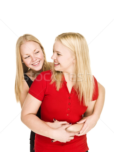 Kötődés lányok kettő izolált fehér szeretet Stock fotó © gemenacom