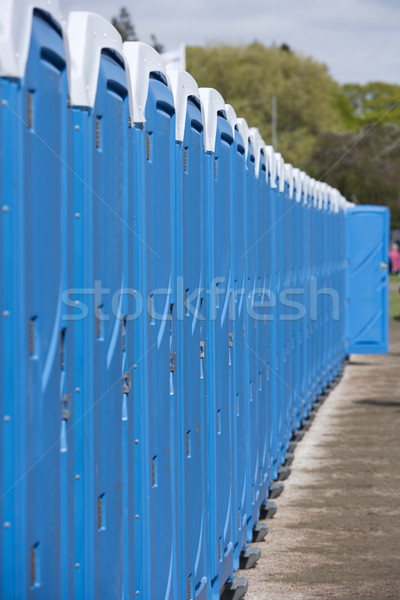 Foto stock: Portátil · azul · porta · plástico · em · pé