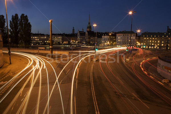 Városkép ki Stockholm Svédország üzlet fény Stock fotó © gemenacom