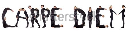 Csoportkép szó köszönet izolált fehér férfiak Stock fotó © gemenacom