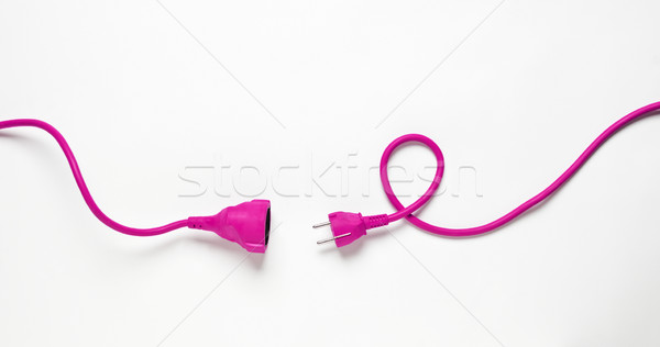 розовый власти кабеля изолированный белый технологий Сток-фото © gemenacom