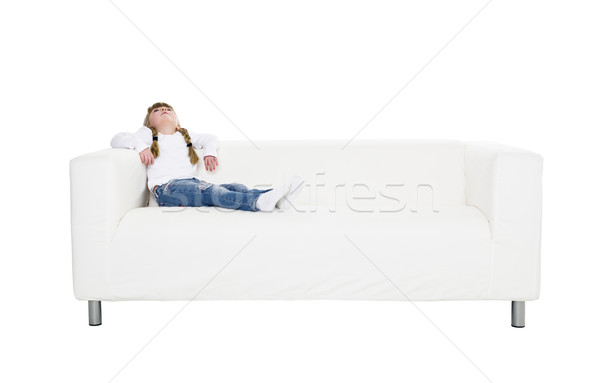 Jovem sofá isolado branco criança beleza Foto stock © gemenacom