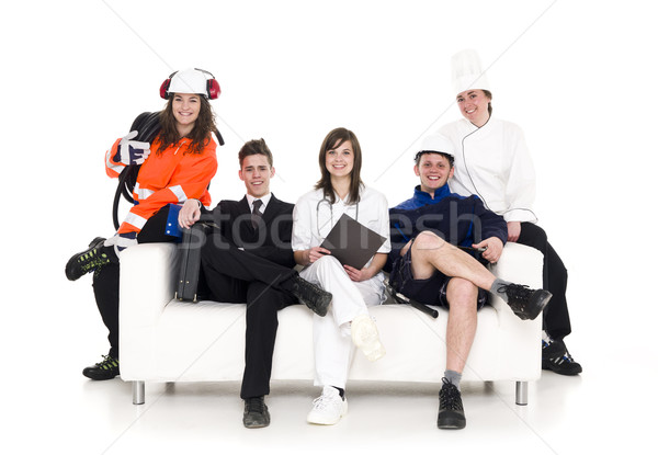 Groep mensen verschillend bezetting vergadering sofa geïsoleerd Stockfoto © gemenacom