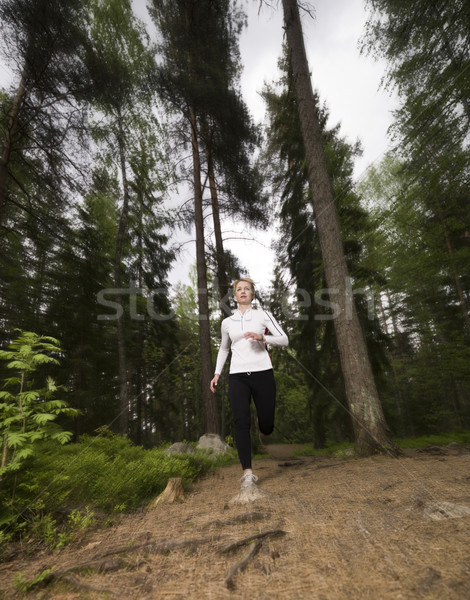 Woman running cross-country Stock photo © gemenacom