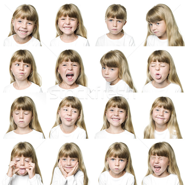 Giovane ragazza collage isolato bianco felice bambino Foto d'archivio © gemenacom