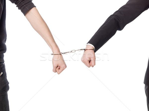 Zsákmányolás bilincs kezek fehér börtön ujjak Stock fotó © gemenacom
