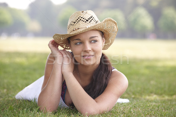 girl wearing summer hat Stock photo © gemphoto