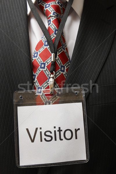 Látogató címke üzletember visel azonosítás kitűző Stock fotó © gemphoto
