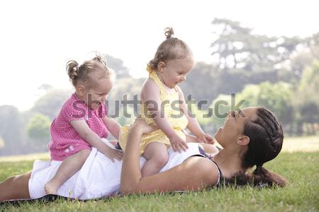 [[stock_photo]]: Mère · jouer · parc · été · fille · heureux