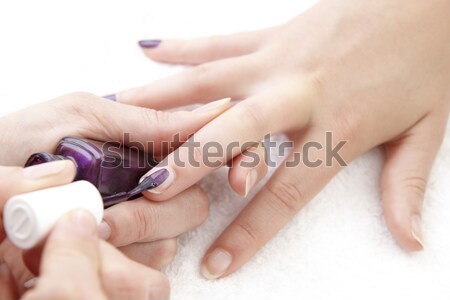 Stockfoto: Manicure · vinger · nagels · paars · vernis · witte