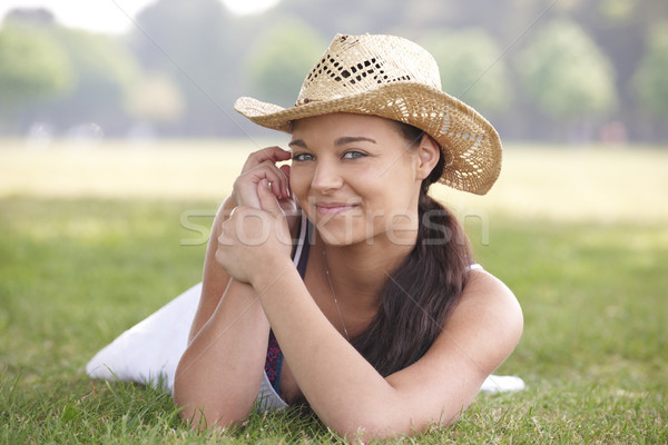 girl wearing summer hat Stock photo © gemphoto